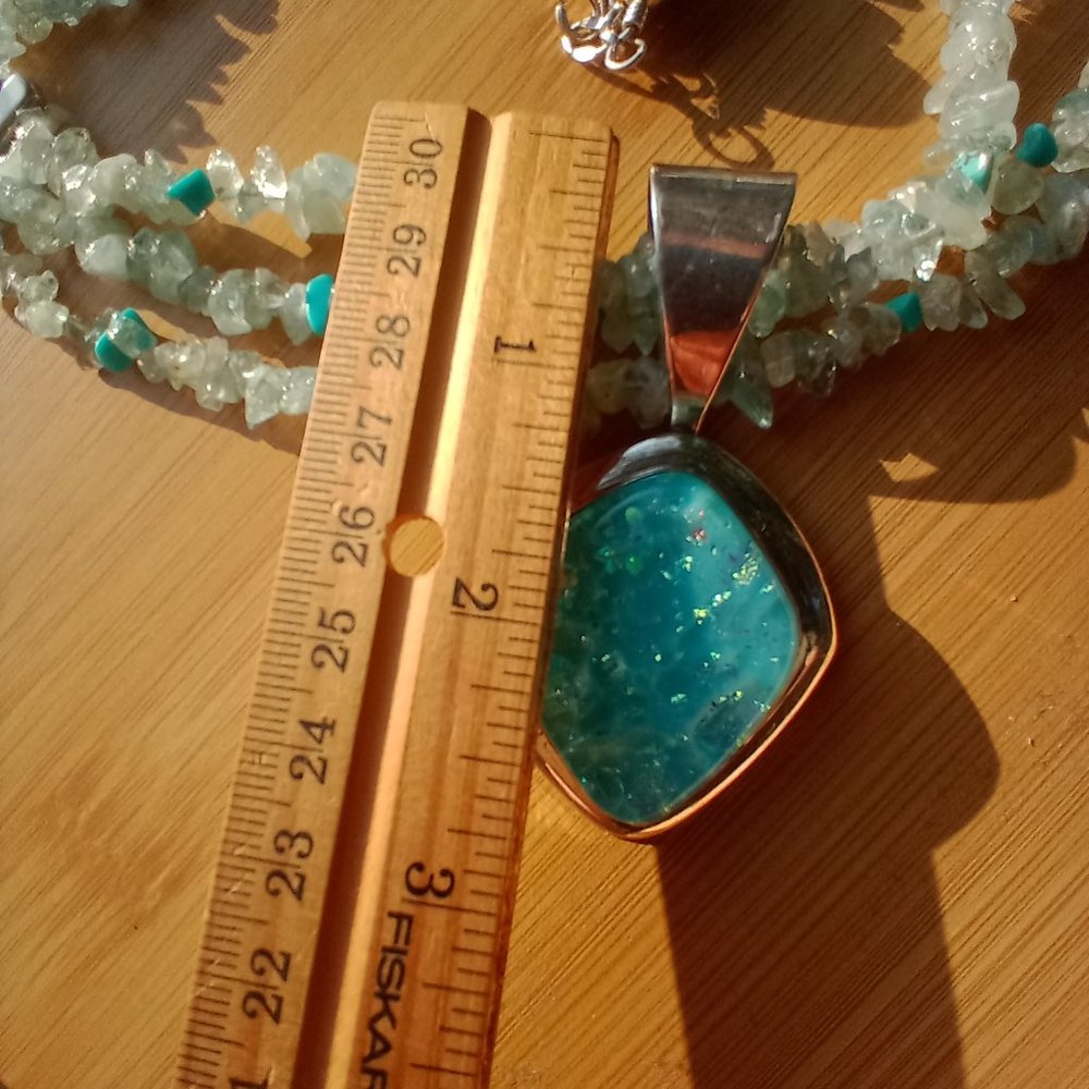 JAY KING DTR AQUAMARINE NECKLACE AND DICHROIC GLASS  PENDANT 925 STERLIN… - Picture 11 of 13